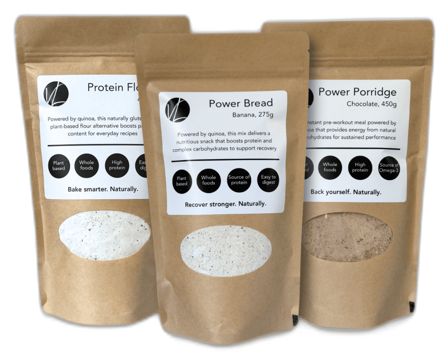 Back Yourself Starter Bundle: Power Porridge, Protein Flour and a baking mix. Save 20%.